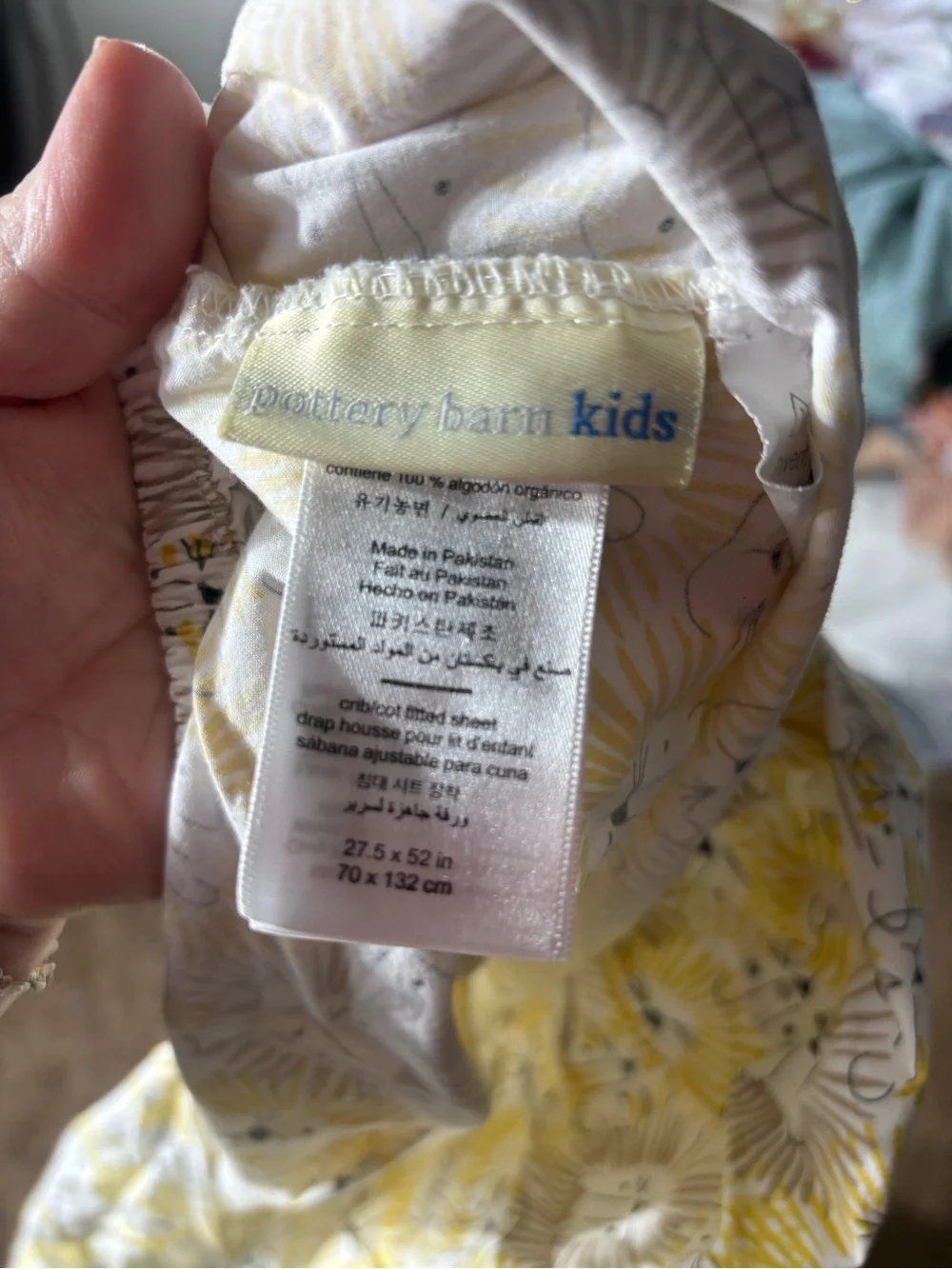 Pottery barn kids organic cotton emery lion crib sheet